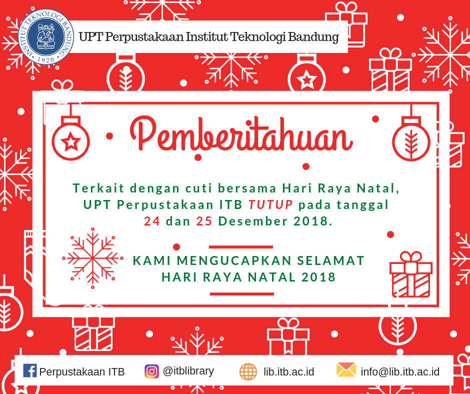 Pengumuman Libur Hari Raya Natal UPT Perpustakaan ITB