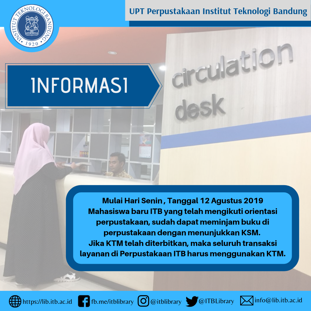 Informasi Peminjaman Buku untuk Mahasiswa Baru ITB Tahun 2019