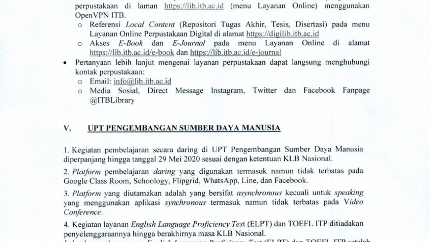 Surat Edaran Institut Teknologi Bandung