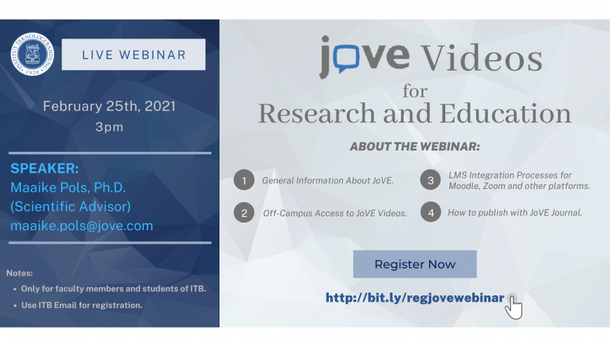 JoVE videos for Research and Education; Training Session Institut Teknologi Bandung