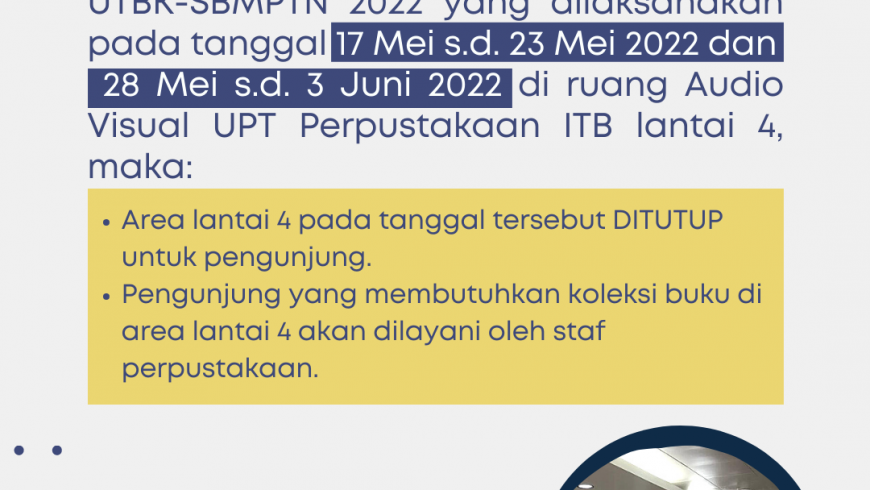 Pengumuman Pelaksanaan UTBK-SBMPTN di UPT Perpustakaan