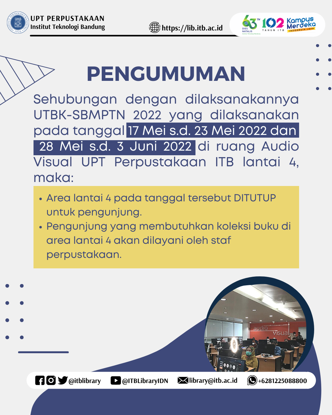 Pengumuman Pelaksanaan UTBK-SBMPTN di UPT Perpustakaan