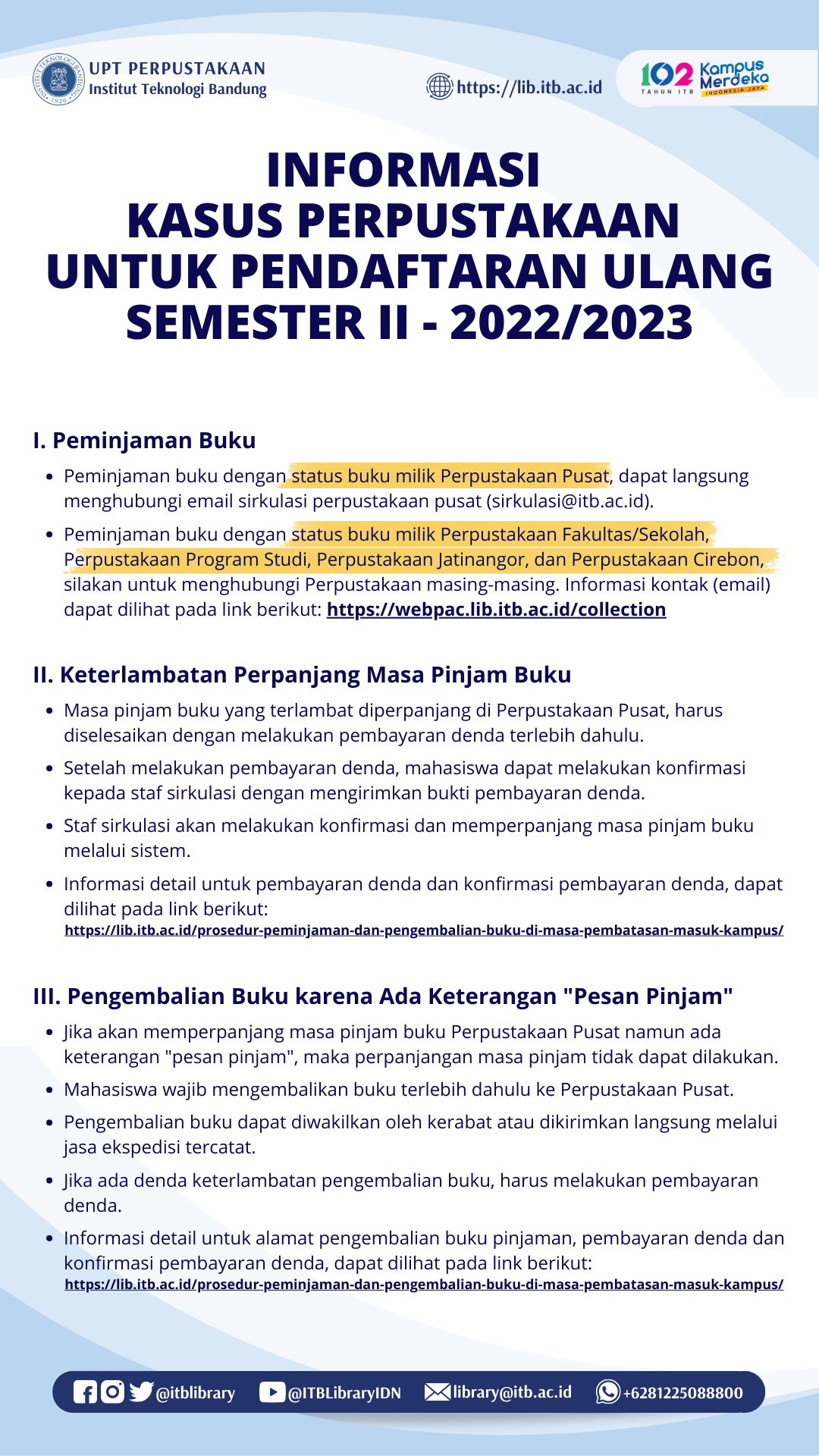 Informasi Kasus Perpustakaan Untuk Pengisian FRS - Perpustakaan ITB