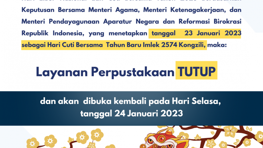 Libur Cuti Bersama Tahun Baru Imlek 2023