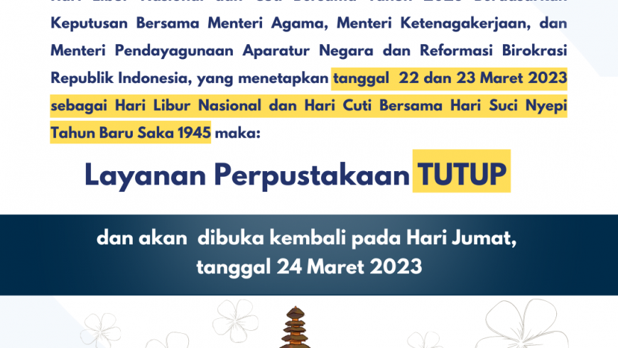 Pengumuman Libur Nasional dan Cuti Bersama Hari Raya Nyepi Tahun Baru Saka 1945