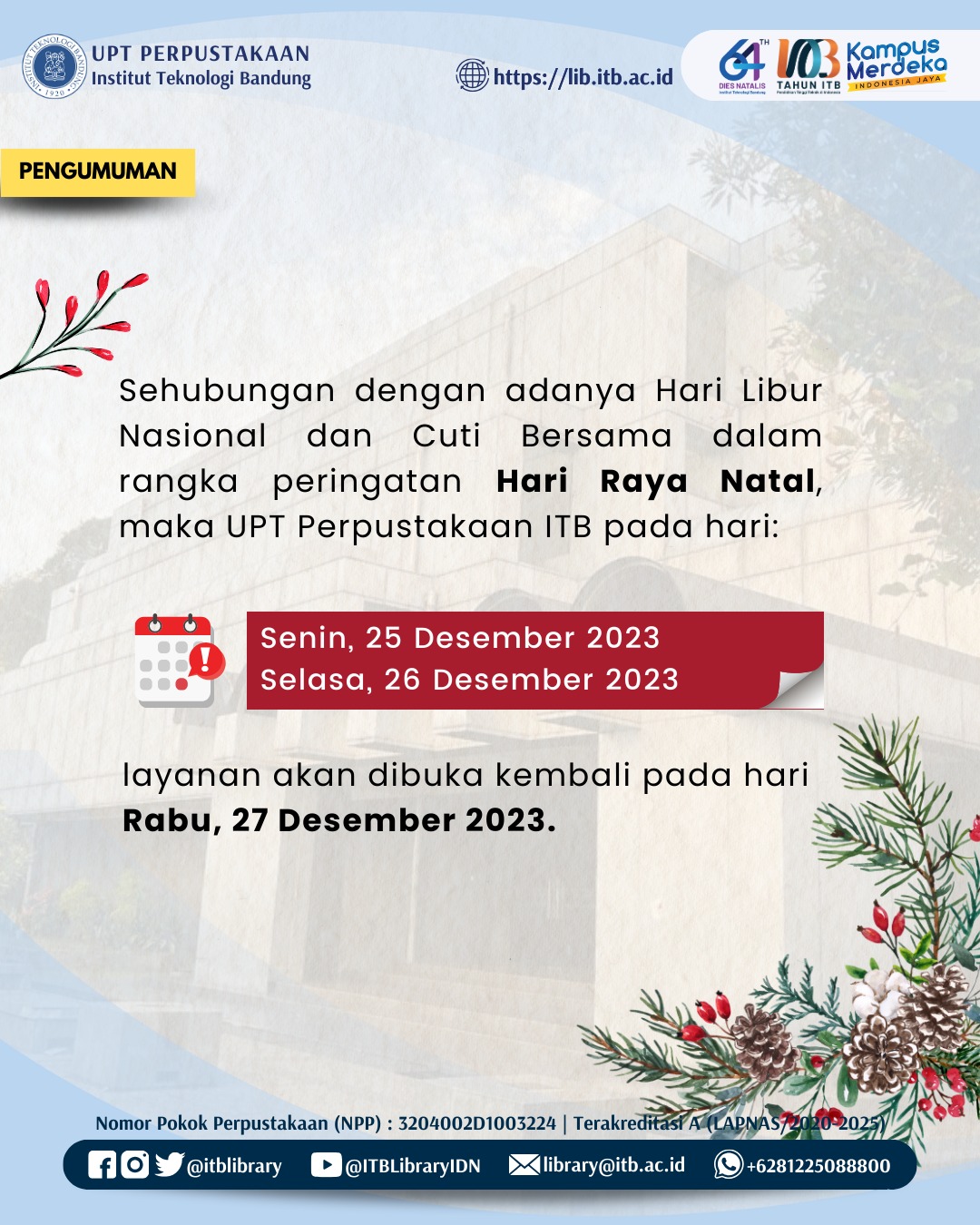 Tutup layanan Hari Natal