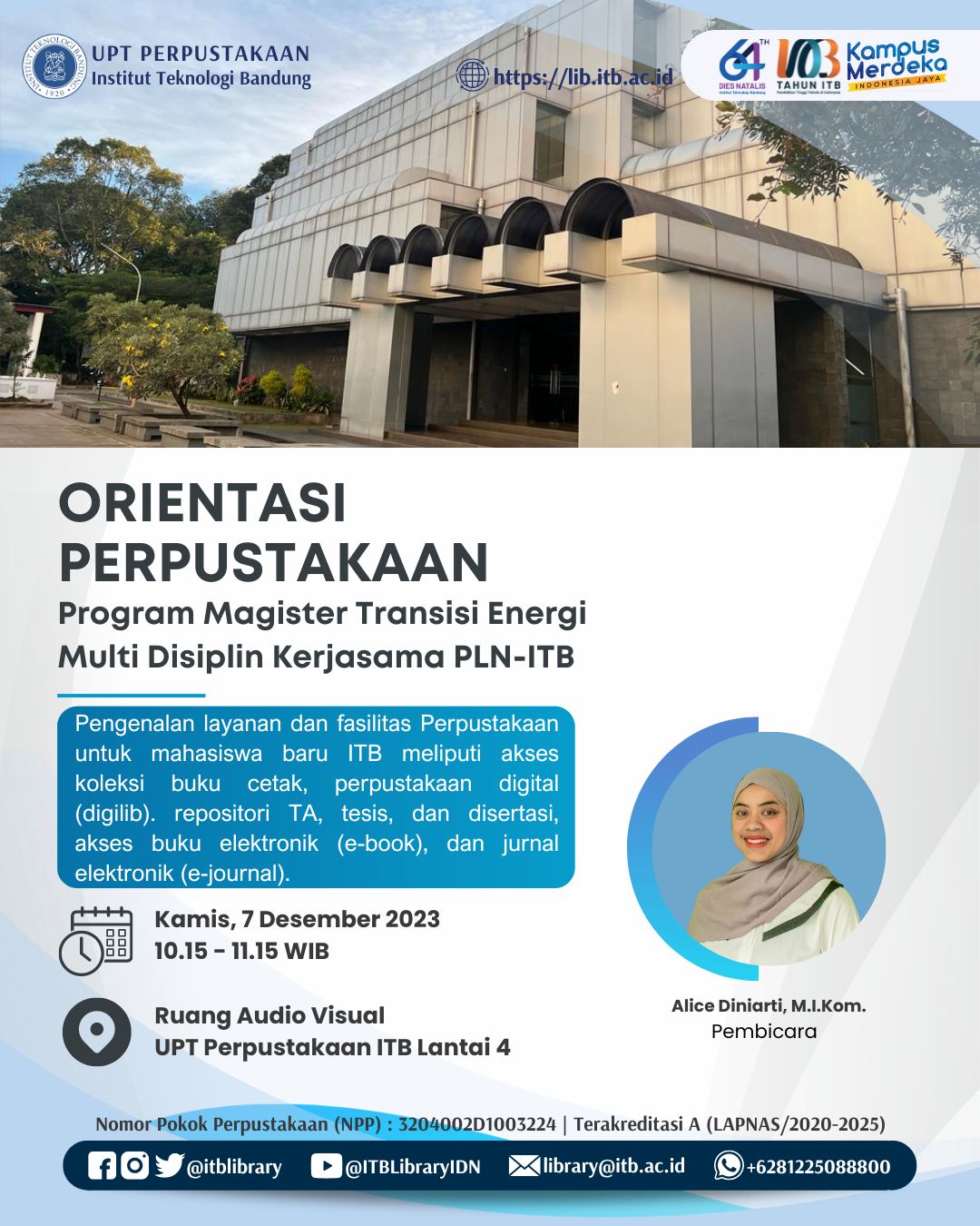 orientasi perpustakaan mahasiswa Program Magister Transisi Energi Multi Disiplin Kerjasama PLN-ITB