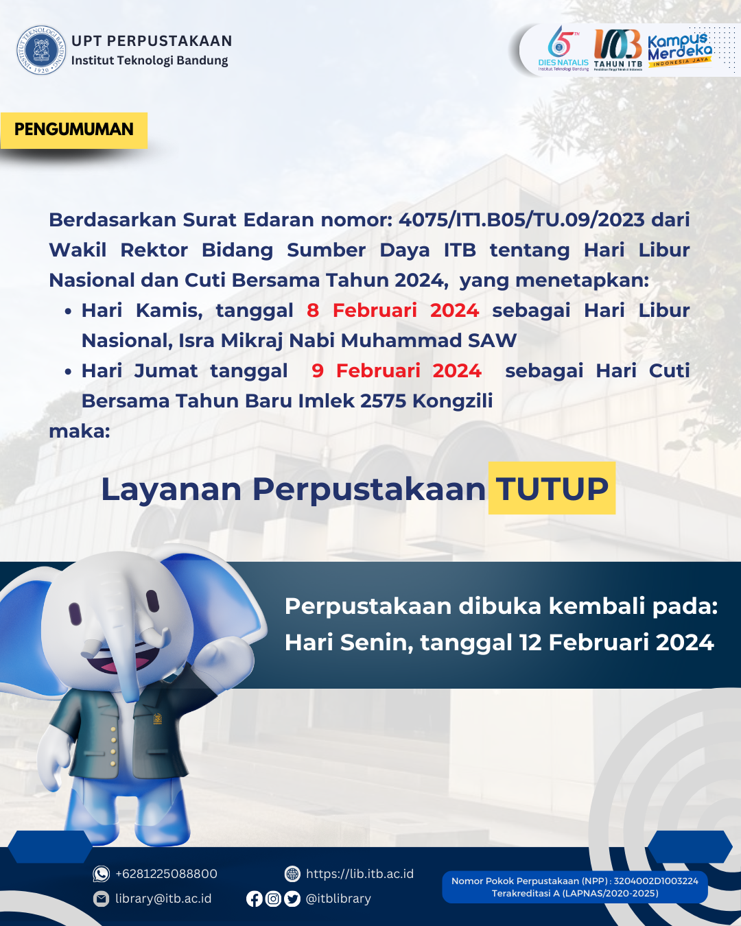 Pengumuman Tutup Layanan Perpustakaan