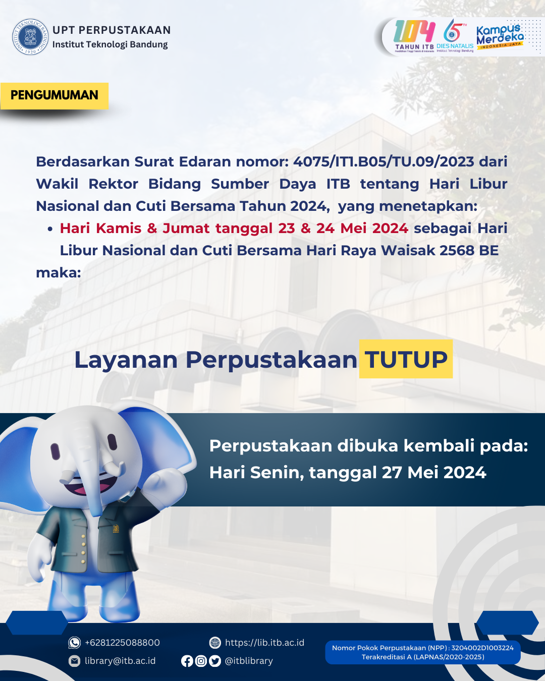 Pengumuman Libur Layanan Perpustakaan