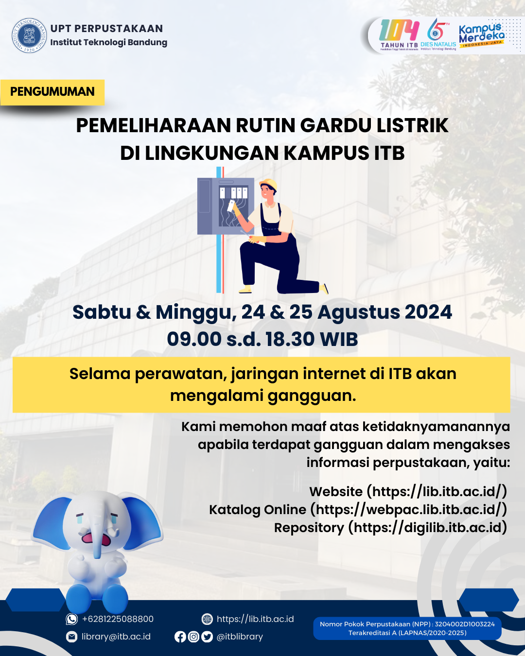 Informasi pemeliharaan rutin gardu listrik di lingkungan ITB