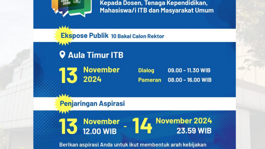 Ekspose Publik 10 Bakal Calon Rektor ITB 2025-2030