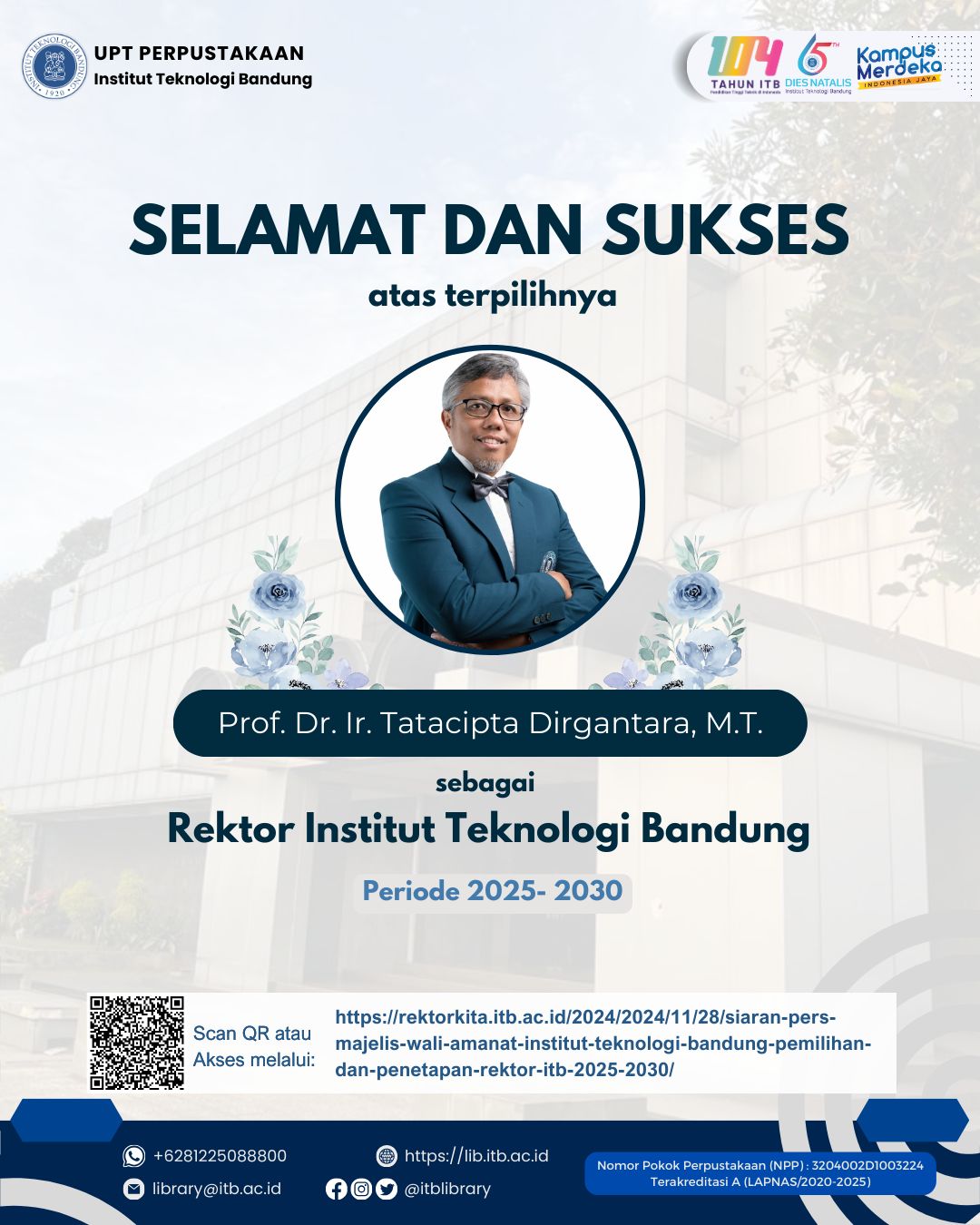 Rektor terpilih ITB 2025-2030