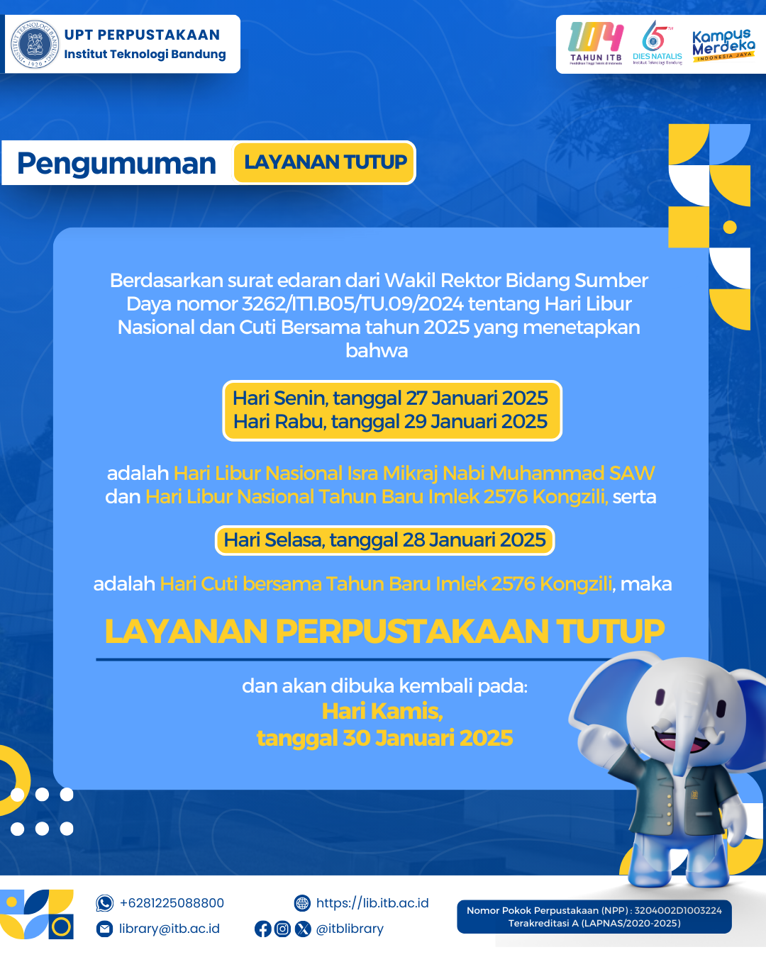 Pengumuman Libur Layanan Perpustakaan