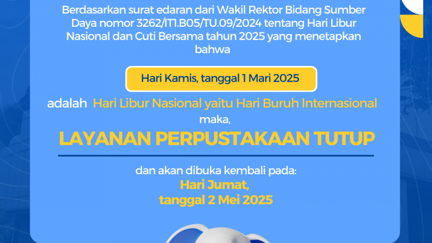 Pengumuman Penutupan Layanan Perpustakaan – Hari Buruh Internasional