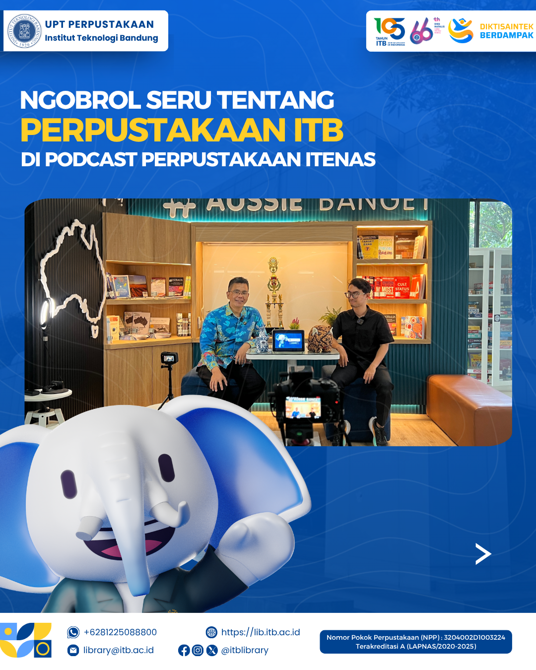 UPT Perpustakaan ITB Jadi Tamu di Podcast Perpustakaan Itenas