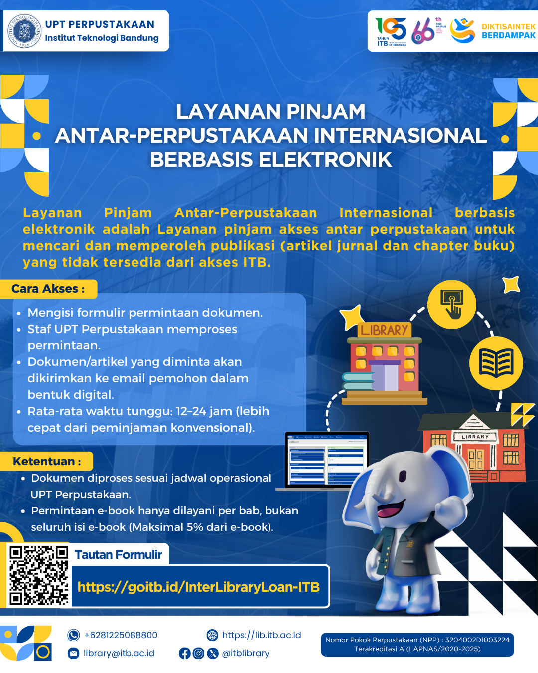 UPT Perpustakaan ITB Sediakan Layanan Pinjam Antar-Perpustakaan Internasional Berbasis Elektronik untuk Sivitas Akademika