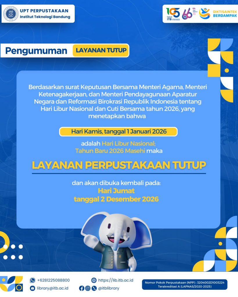 Pengumuman Layanan Perpustakaan Tutup (Libur Nasional Tahun Baru 2026 Masehi)