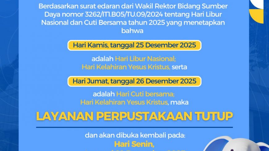 Pengumuman Layanan Tutup Perpustakaan (Hari Natal)